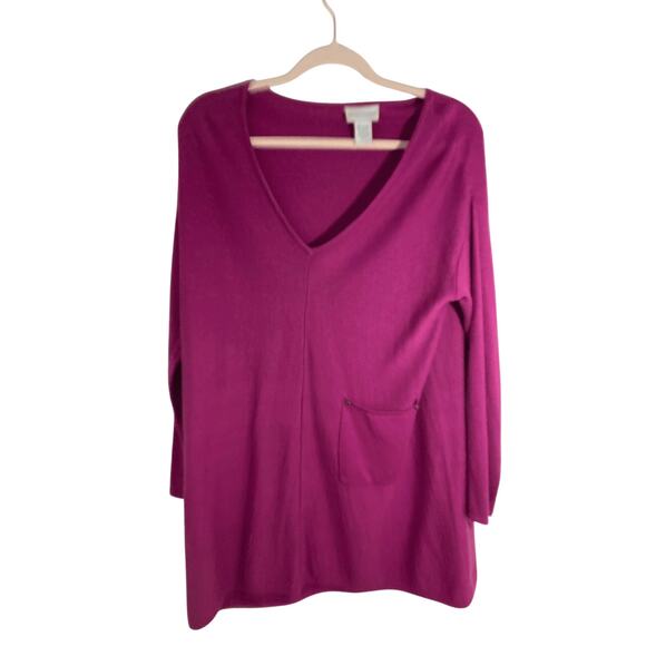 Soft Surroundings Oversized Fuschia Pink Cashmere Sweater Tunic - Picture 1 of 5